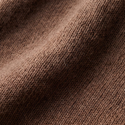Women's V-neck cashmere poncho in Brown — knit texture detail