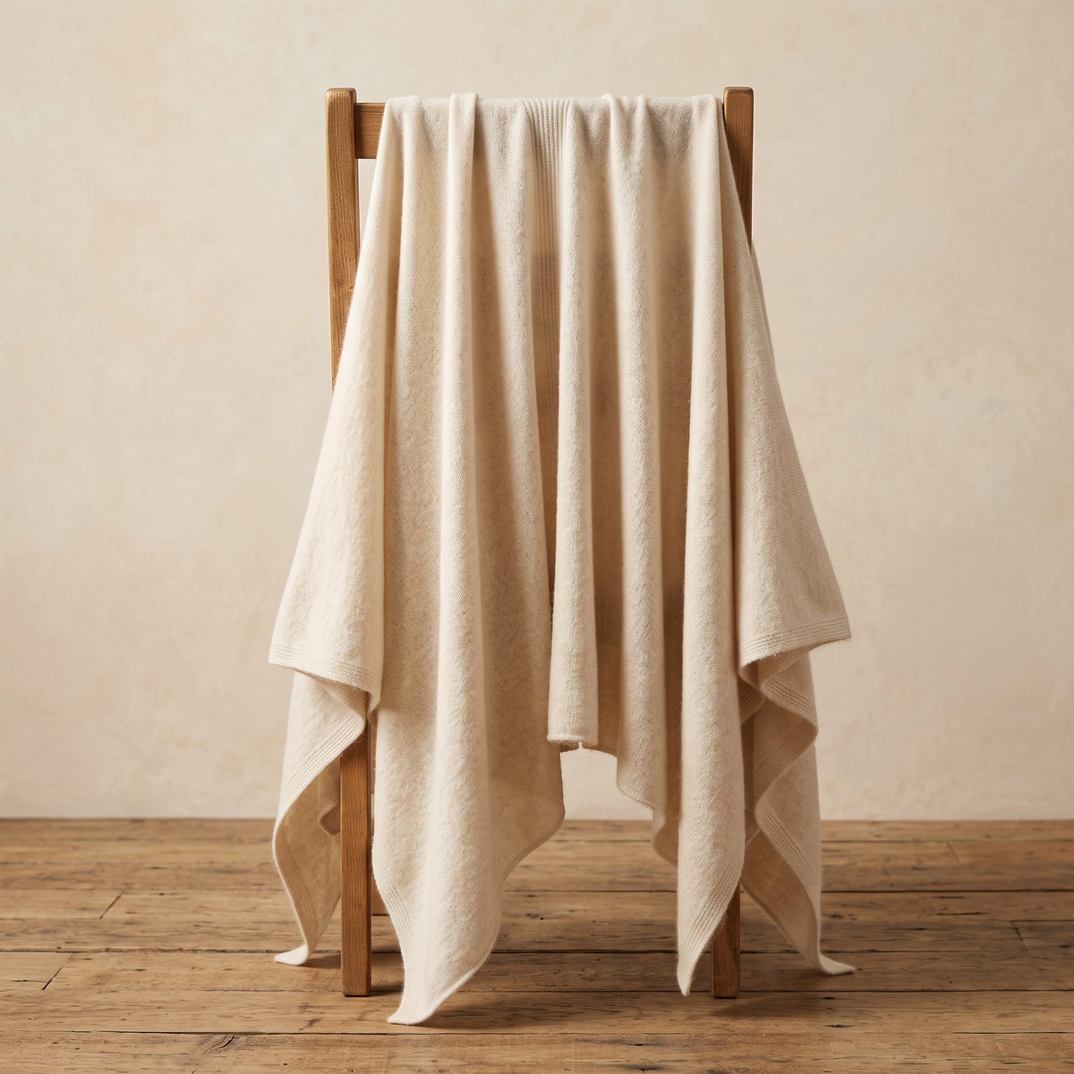 Women's V-neck cashmere poncho in Off-White — draped