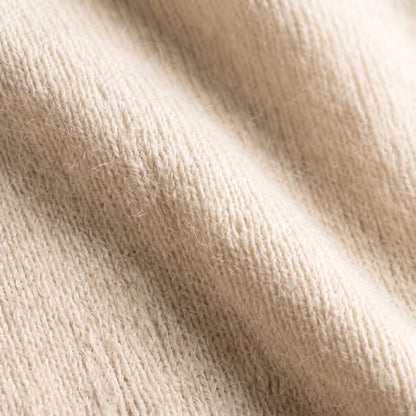 Women's V-neck cashmere poncho in Off-White — knit texture detail
