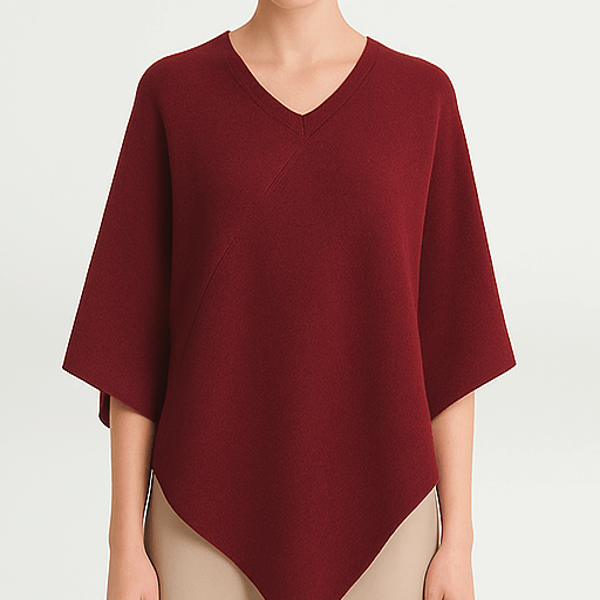 NPIA Certified 100% Pure Himalayan Cashmere Pashmina Poncho - Mustang Ruby Red - Lumusae