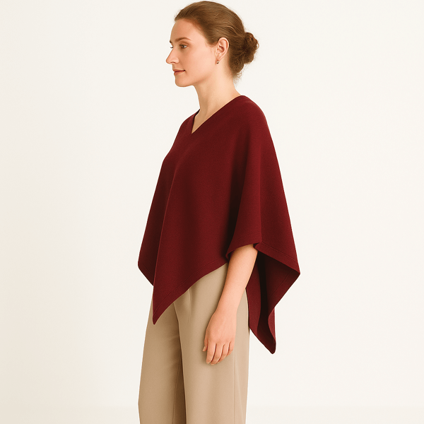 NPIA Certified 100% Pure Himalayan Cashmere Pashmina Poncho - Mustang Ruby Red - Lumusae