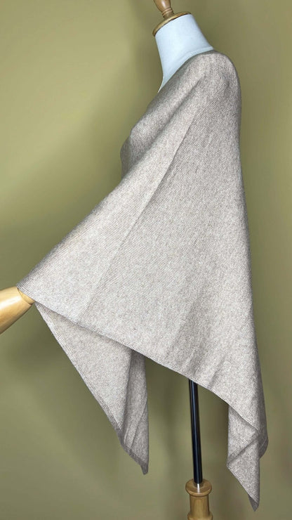 NPIA Certified 100% Pure Himalayan Cashmere Pashmina Poncho - Upper Mustang Natural Beige - Lumusae