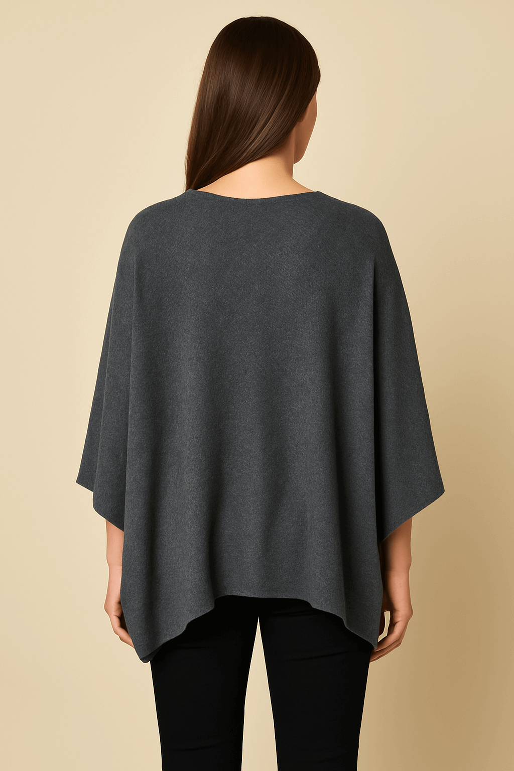 NPIA Certified 100% Pure Himalayan Cashmere Pashmina Poncho - Upper Mustang Natural Grey - Lumusae