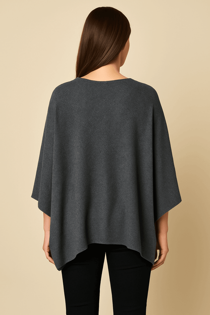 NPIA Certified 100% Pure Himalayan Cashmere Pashmina Poncho - Upper Mustang Natural Grey - Lumusae