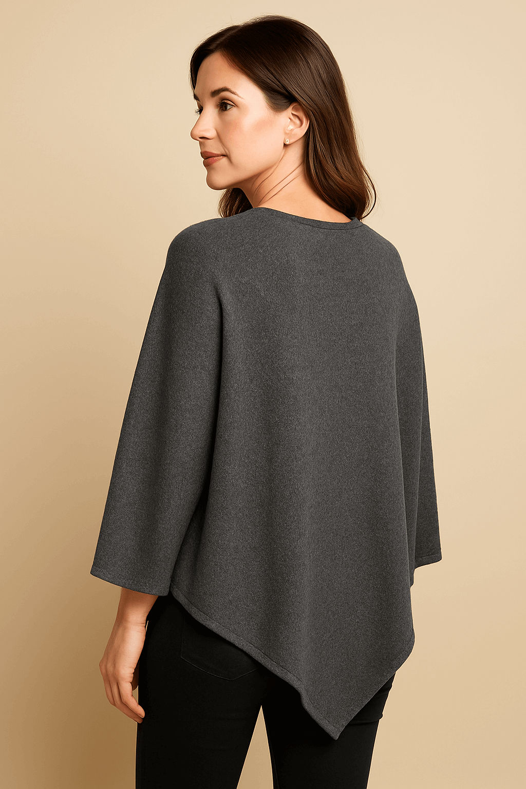 NPIA Certified 100% Pure Himalayan Cashmere Pashmina Poncho - Upper Mustang Natural Grey - Lumusae