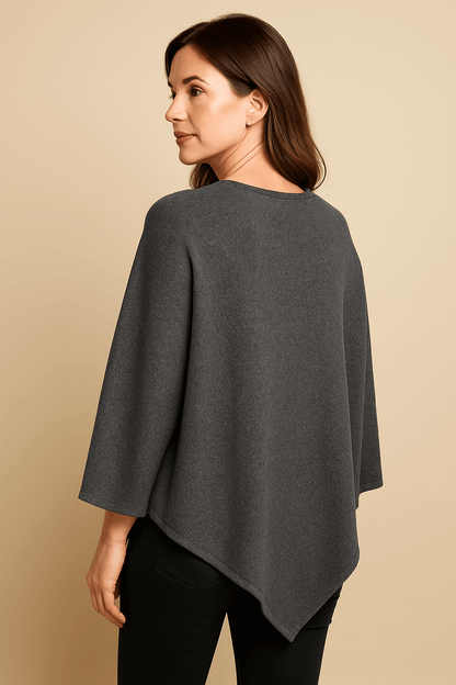 NPIA Certified 100% Pure Himalayan Cashmere Pashmina Poncho - Upper Mustang Natural Grey - Lumusae