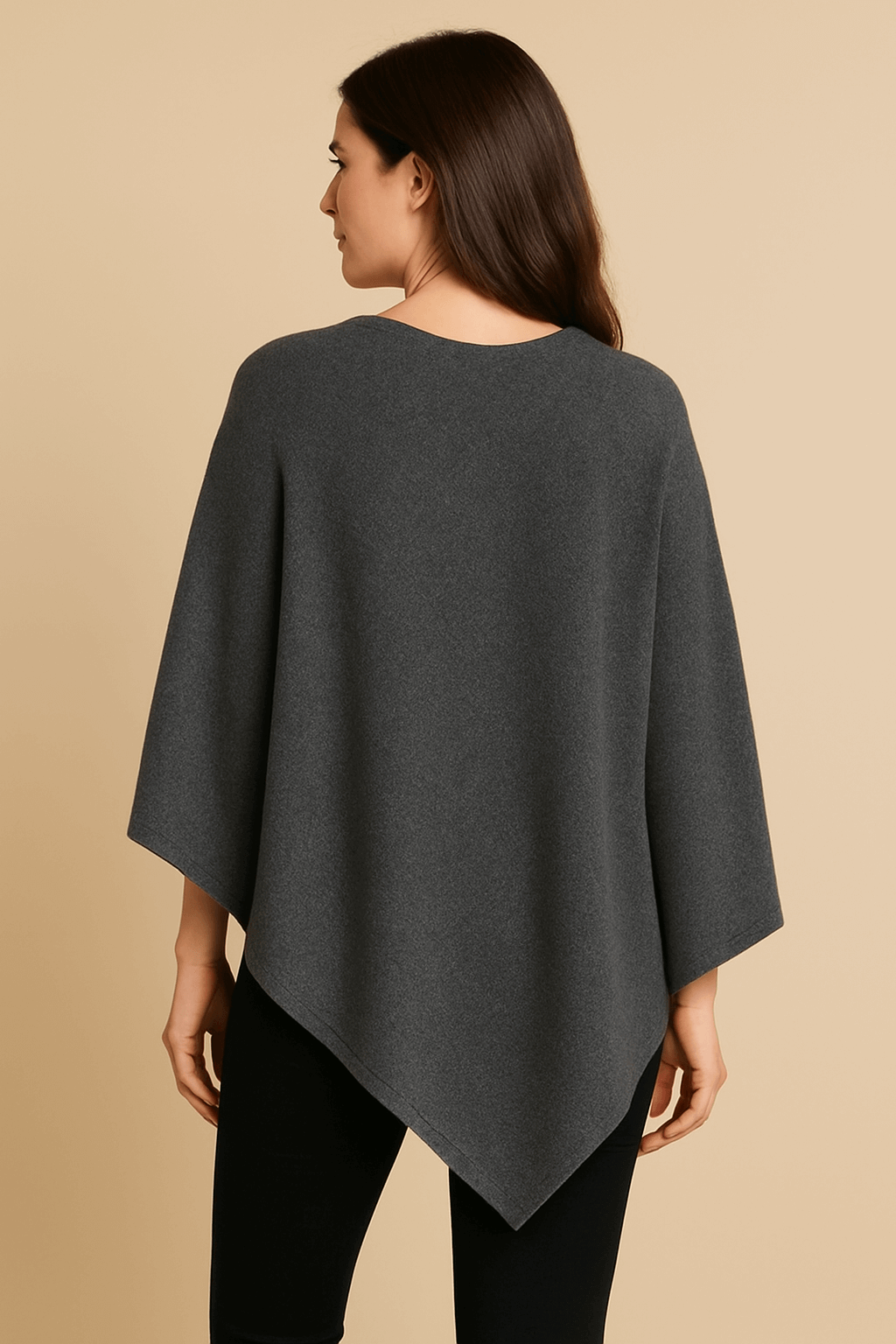 NPIA Certified 100% Pure Himalayan Cashmere Pashmina Poncho - Upper Mustang Natural Grey - Lumusae