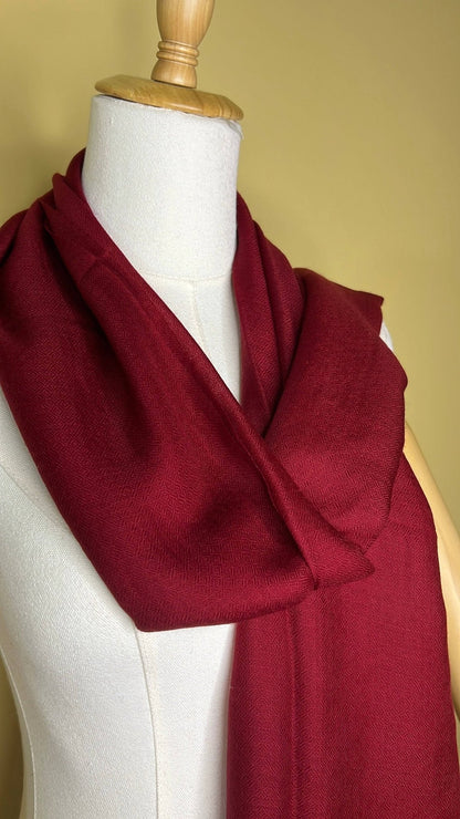 NPIA Certified 100% Pure Himalayan Cashmere Pashmina Shawl - Annapurna crimson red - Lumusae