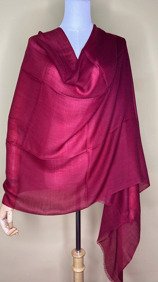 NPIA Certified 100% Pure Himalayan Cashmere Pashmina Shawl - Annapurna crimson red - Lumusae