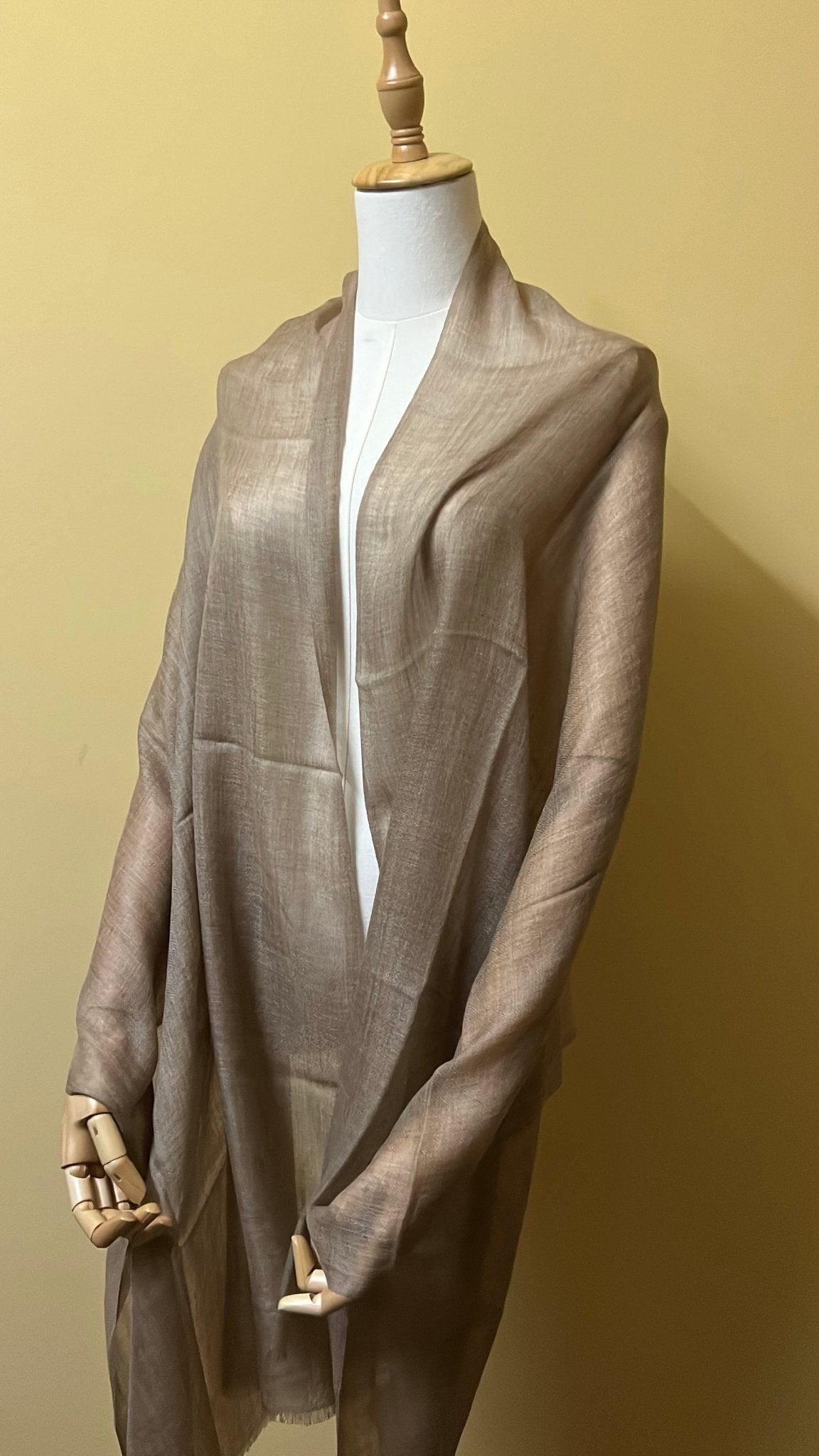 NPIA Certified 100% Pure Himalayan Cashmere Pashmina Shawl - Annapurna Taupe - Lumusae