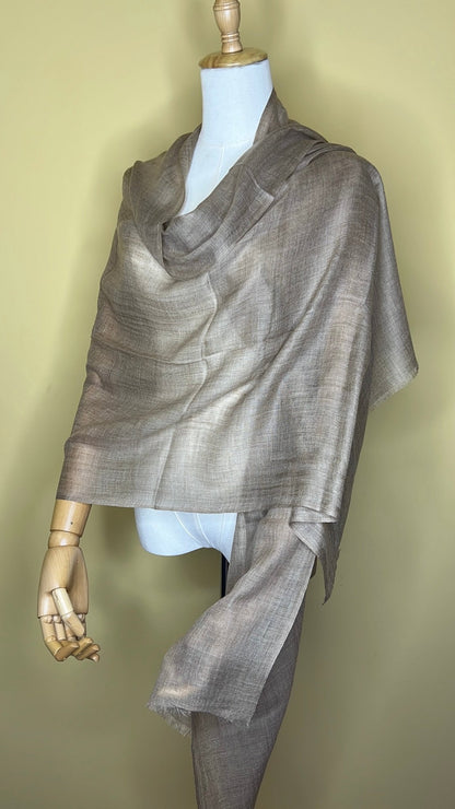 NPIA Certified 100% Pure Himalayan Cashmere Pashmina Shawl - Annapurna Taupe - Lumusae