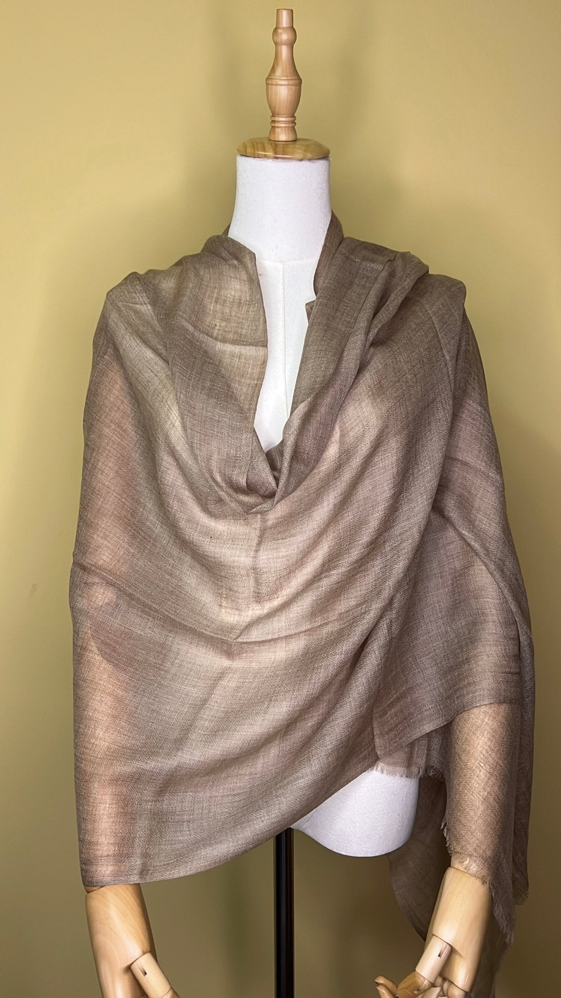 NPIA Certified 100% Pure Himalayan Cashmere Pashmina Shawl - Annapurna Taupe - Lumusae