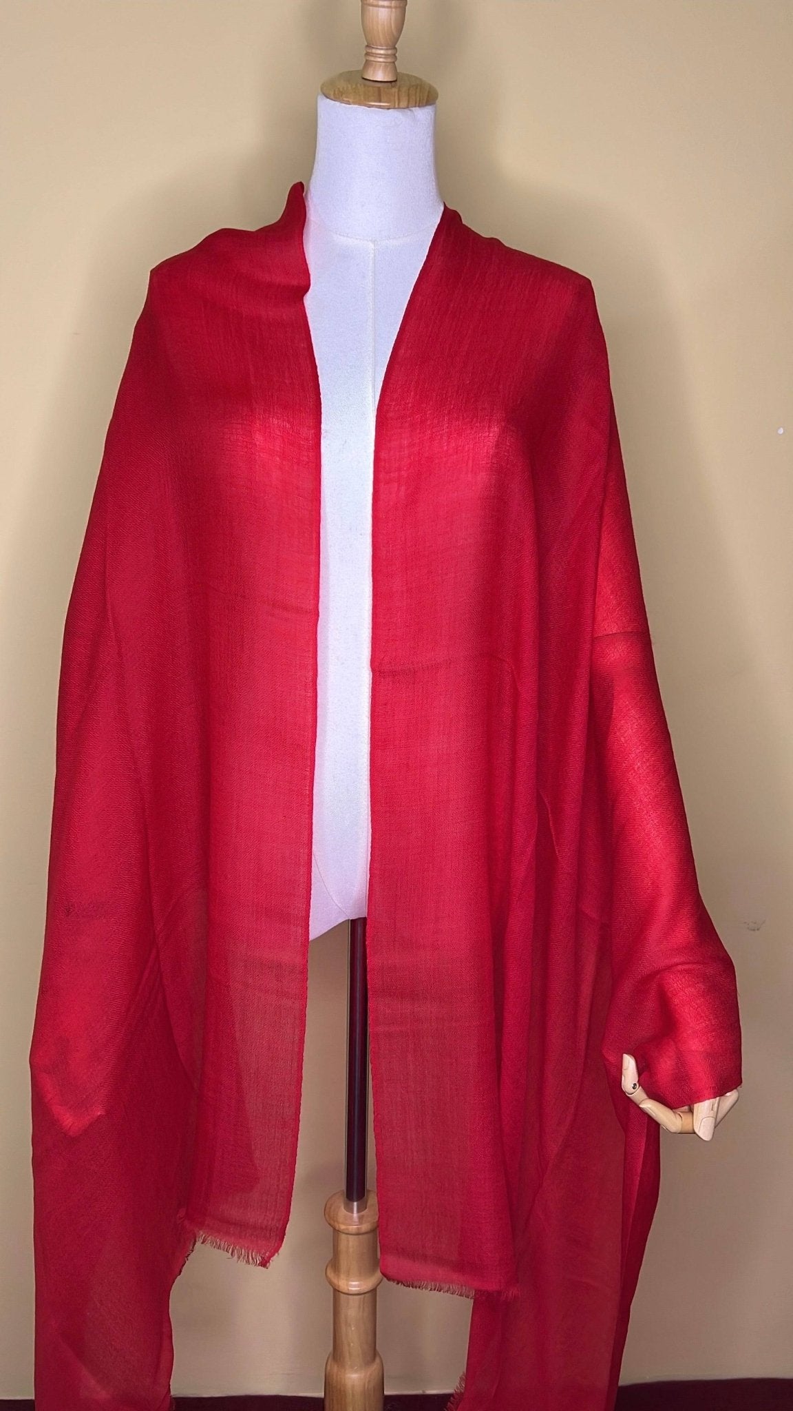 NPIA Certified 100% Pure Himalayan Cashmere Pashmina Shawl - Dolpo Cherry Red - Lumusae