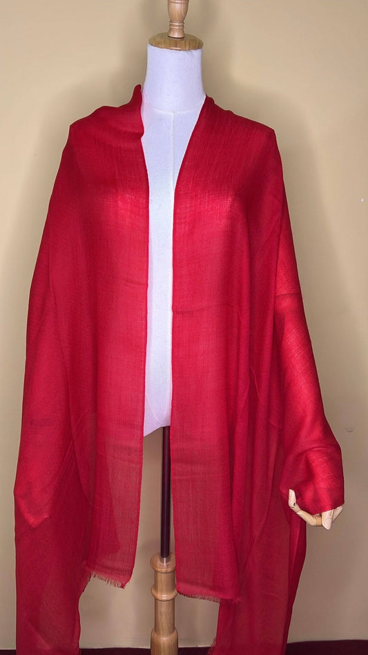 NPIA Certified 100% Pure Himalayan Cashmere Pashmina Shawl - Dolpo Cherry Red - Lumusae