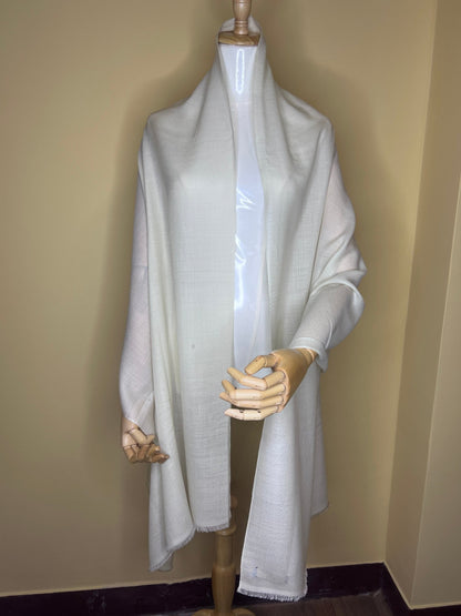 NPIA Certified 100% Pure Himalayan Cashmere Pashmina Shawl - Mustang Everest White - Lumusae
