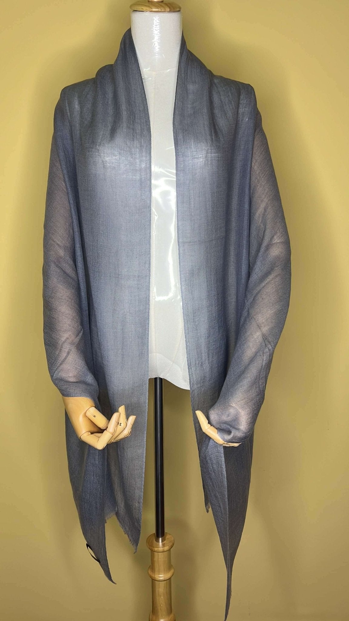 NPIA Certified 100% Pure Himalayan Cashmere Pashmina Shawl - Mustang Mist Grey - Lumusae