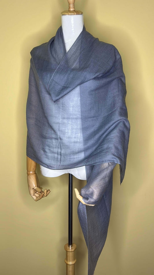 NPIA Certified 100% Pure Himalayan Cashmere Pashmina Shawl - Mustang Mist Grey - Lumusae
