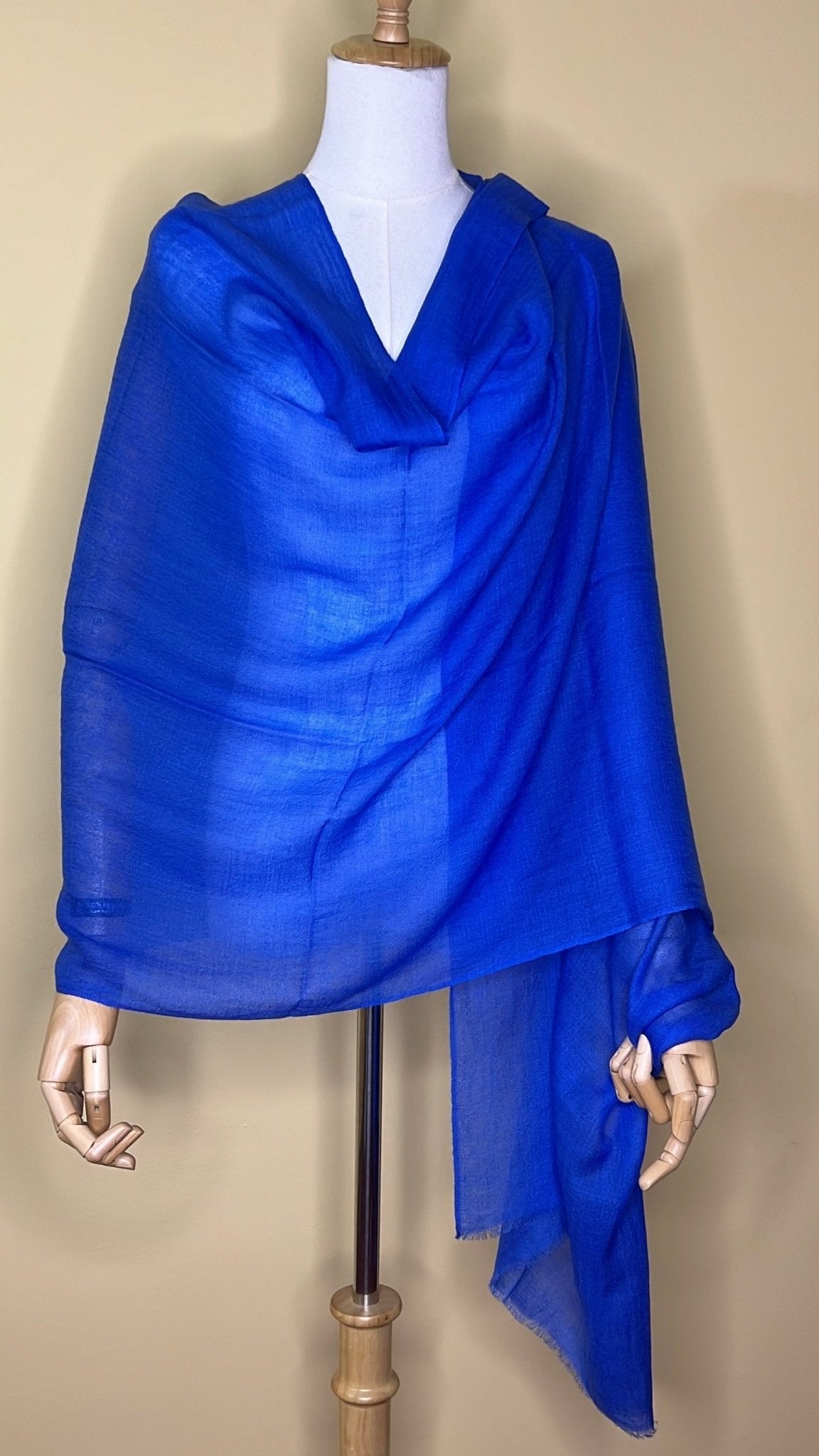 NPIA Certified 100% Pure Himalayan Cashmere Pashmina Shawl - Mustang Sapphire Blue - Lumusae