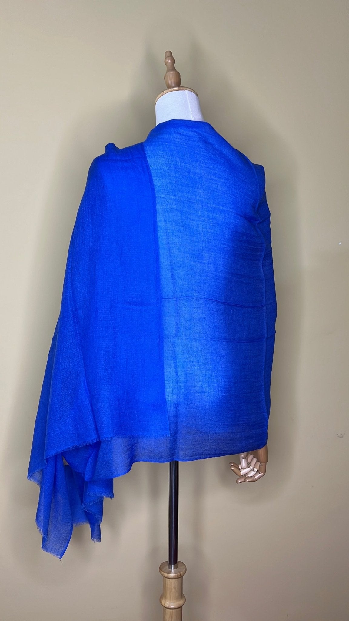NPIA Certified 100% Pure Himalayan Cashmere Pashmina Shawl - Mustang Sapphire Blue - Lumusae