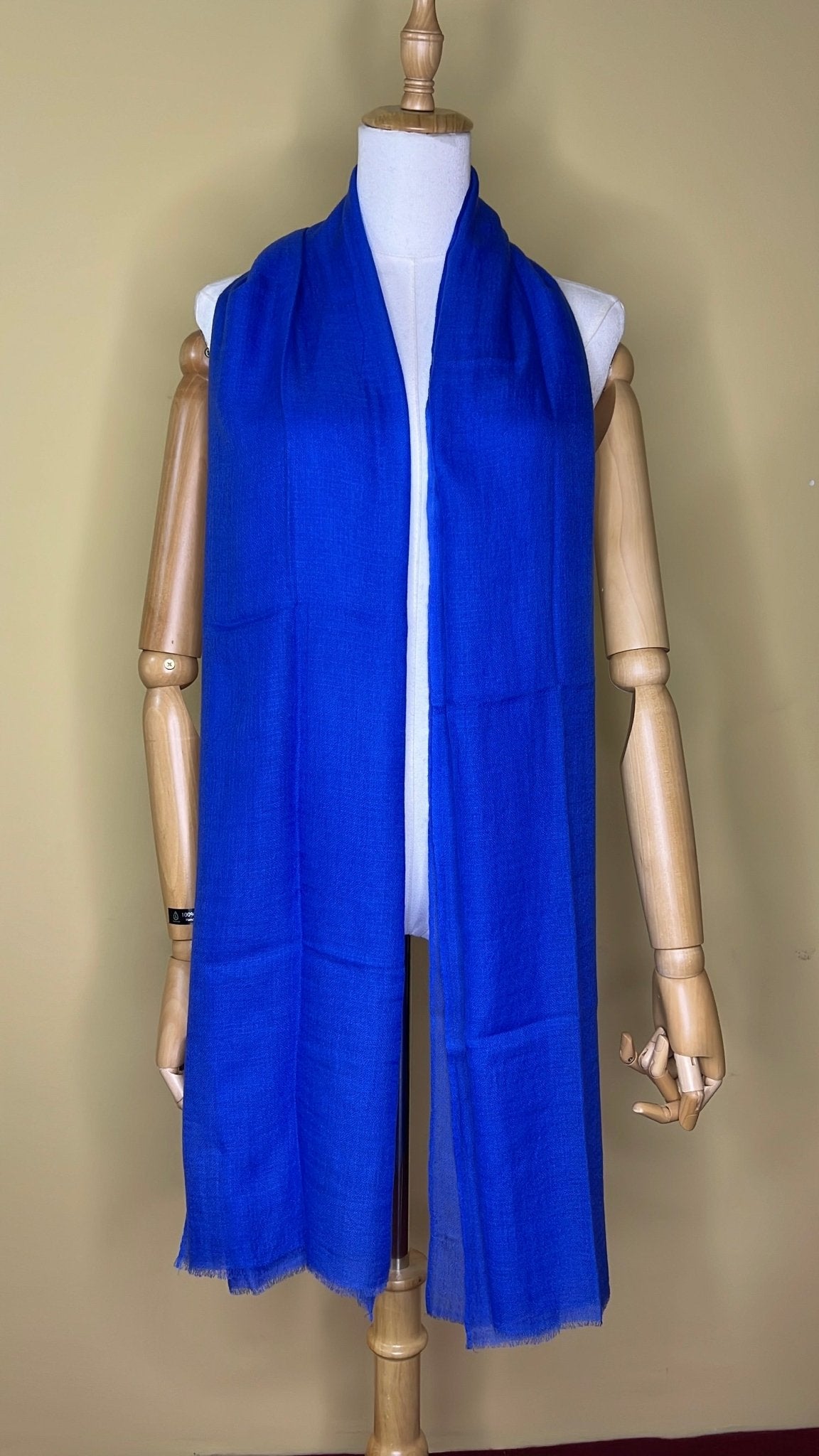 NPIA Certified 100% Pure Himalayan Cashmere Pashmina Shawl - Mustang Sapphire Blue - Lumusae