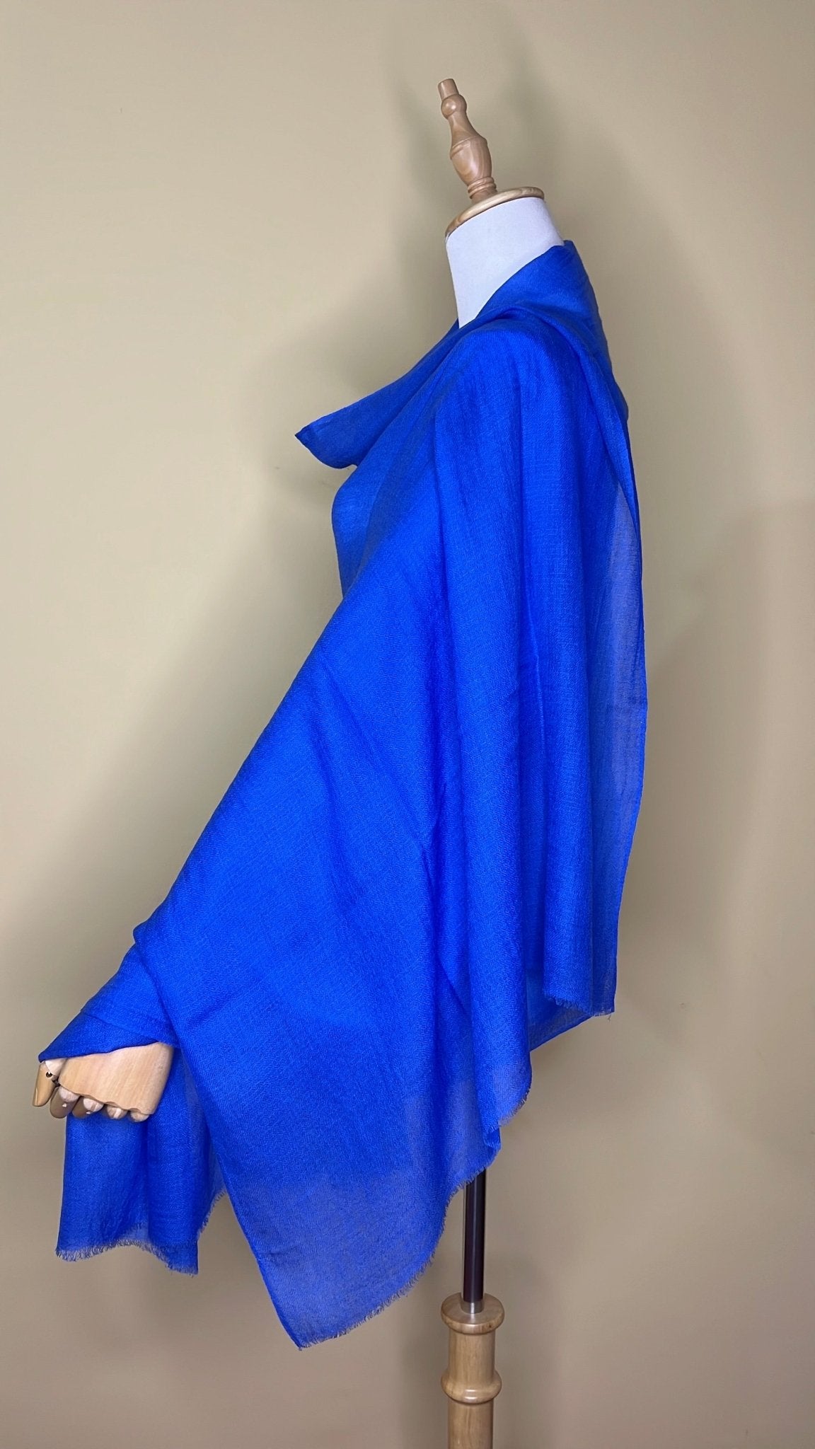 NPIA Certified 100% Pure Himalayan Cashmere Pashmina Shawl - Mustang Sapphire Blue - Lumusae