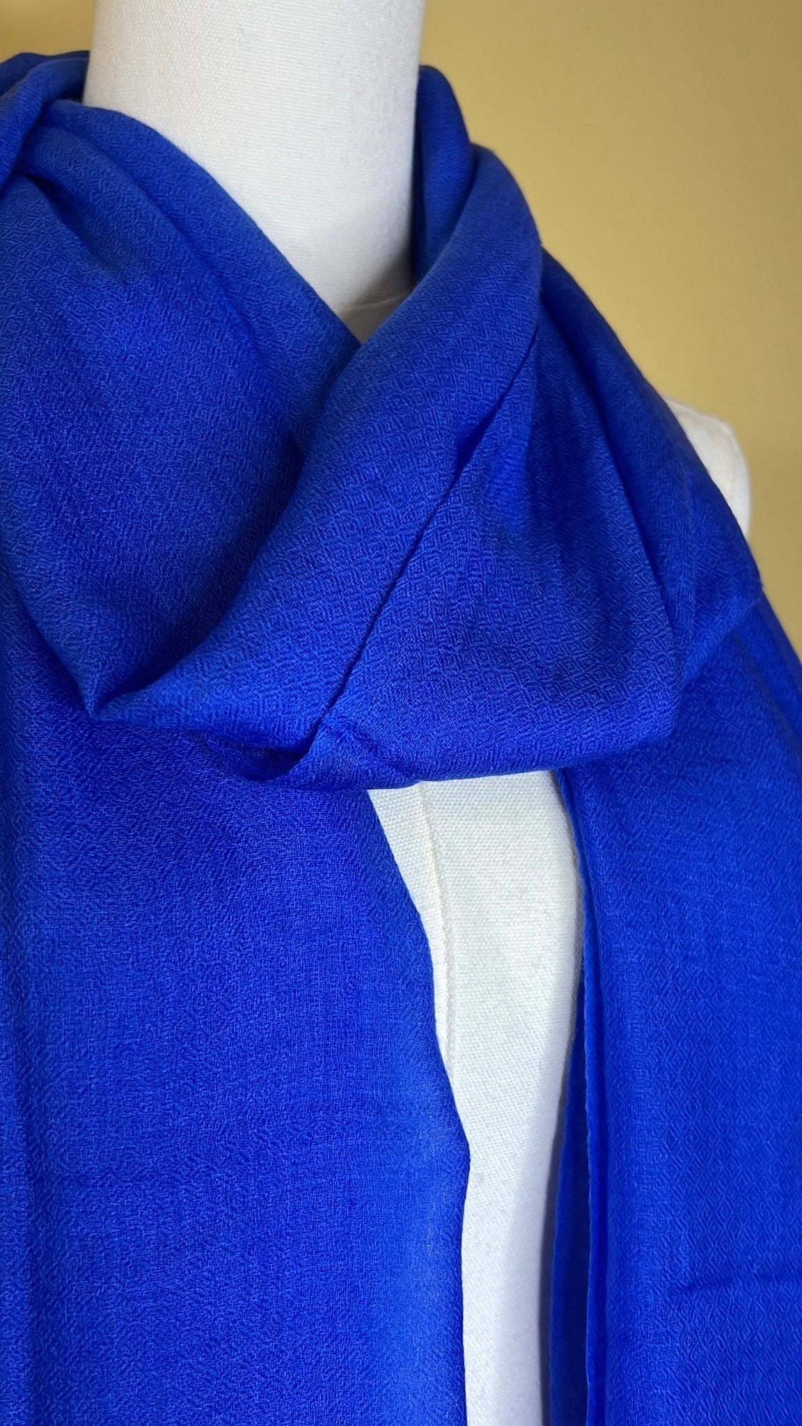 NPIA Certified 100% Pure Himalayan Cashmere Pashmina Shawl - Mustang Sapphire Blue - Lumusae
