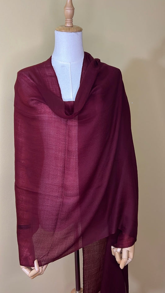 NPIA Certified 100% Pure Himalayan Cashmere Pashmina Shawl - Mustang Wine Red - Lumusae