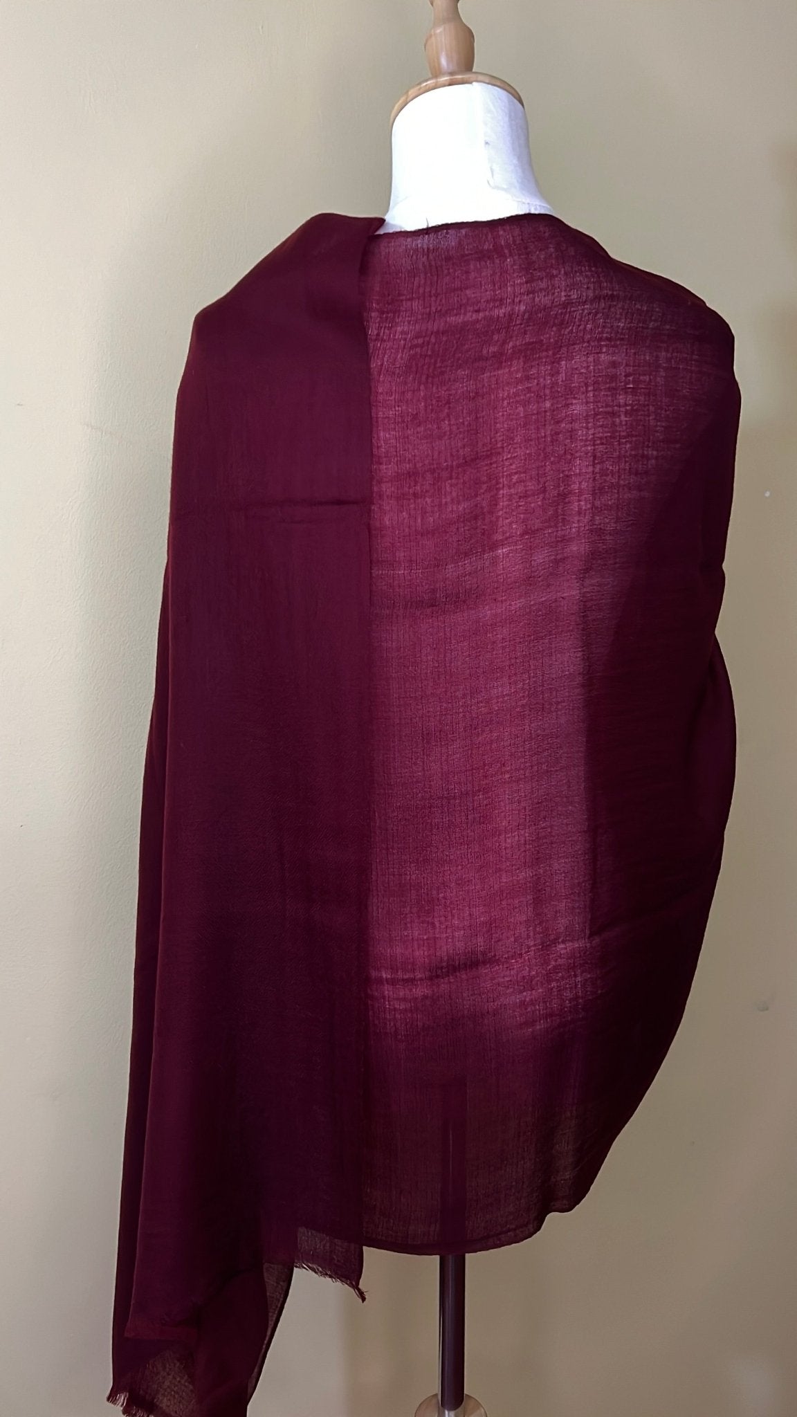 NPIA Certified 100% Pure Himalayan Cashmere Pashmina Shawl - Mustang Wine Red - Lumusae