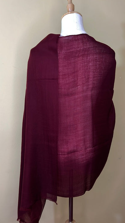 NPIA Certified 100% Pure Himalayan Cashmere Pashmina Shawl - Mustang Wine Red - Lumusae