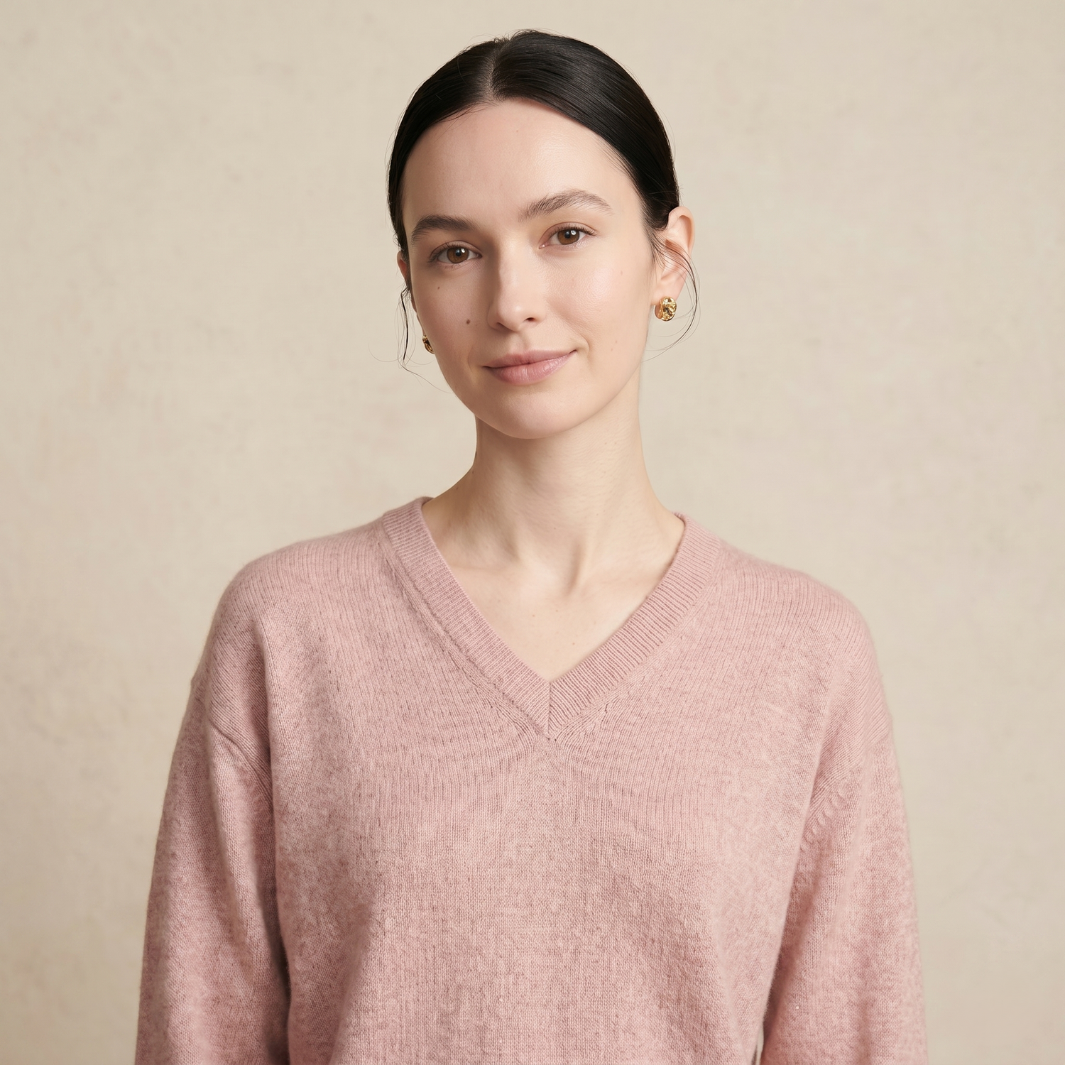 V-Neck Himalayan Cashmere Sweater For Women - Blush Pink