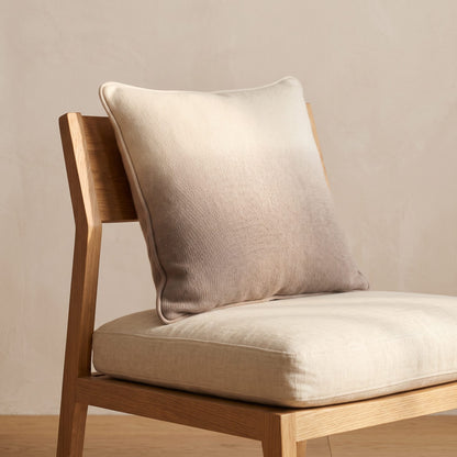 Toast Ombré 100% cashmere pillow cover, on a dining chair