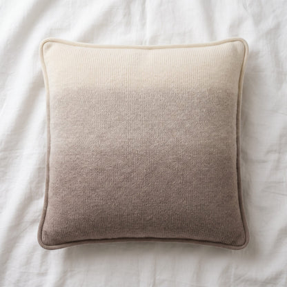 Toast Ombré 100% cashmere pillow cover, laid flat, full gradient