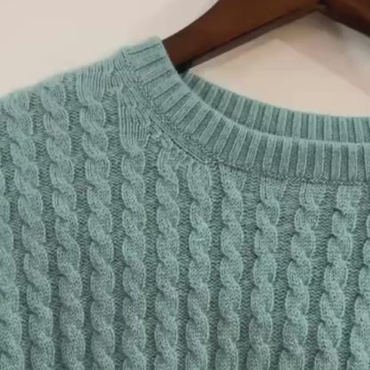 Suéter de cuello redondo de cachemira trenzado Grace para mujer