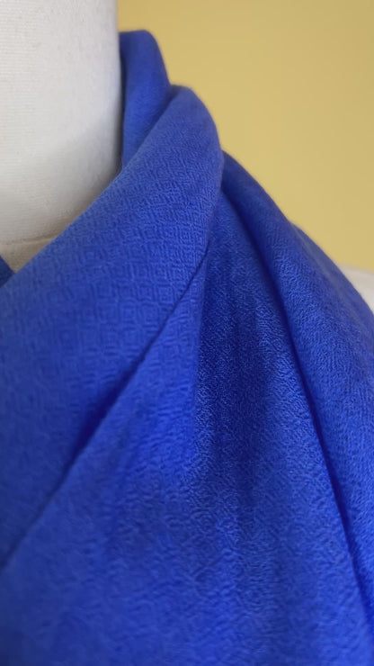 NPIA Certified 100% Pure Himalayan Cashmere Pashmina Shawl - Mustang Sapphire Blue