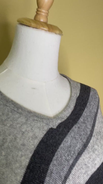 NPIA Certified 100% Pure Himalayan Cashmere Pashmina Poncho - Upper Dolpo Collection Granite Grey