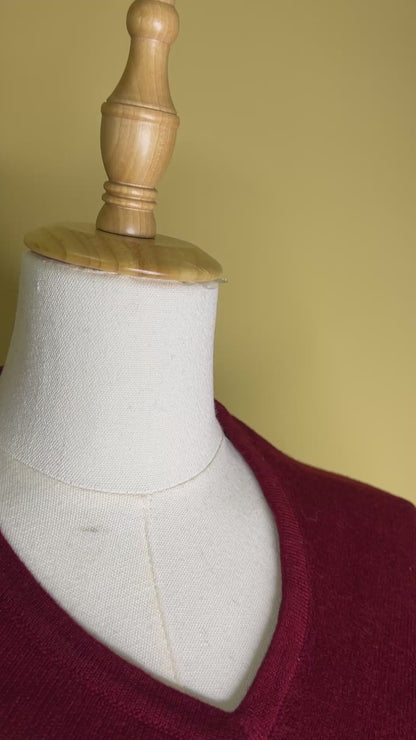 NPIA Certified 100% Pure Himalayan Cashmere Pashmina Poncho - Mustang Ruby Red