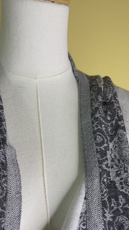 Signature Neutral & Pattern Cashmere Pashmina Shawl
