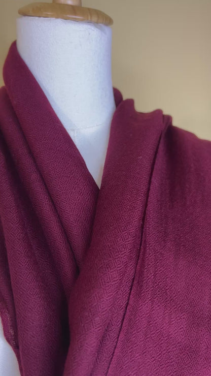 NPIA Certified 100% Pure Himalayan Cashmere Pashmina Shawl - Mustang Wine Red