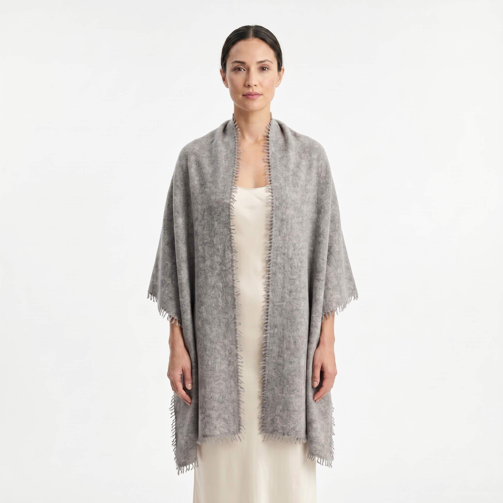 Undyed Cashmere Travel Wrap - Natural Melange — Himalayan cashmere, view 14